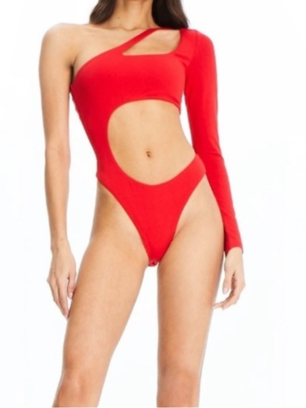 I.AM.GIA Fire Engine Red One-Arm Cutout Sexy Bodysuit women’s medium